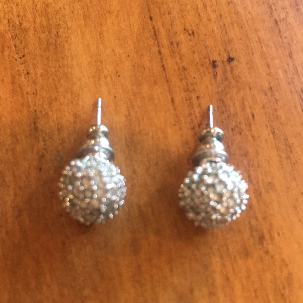 Silver crystal ball earrings